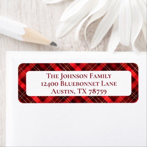 Traditional Red Plaid Christmas Return Address Label