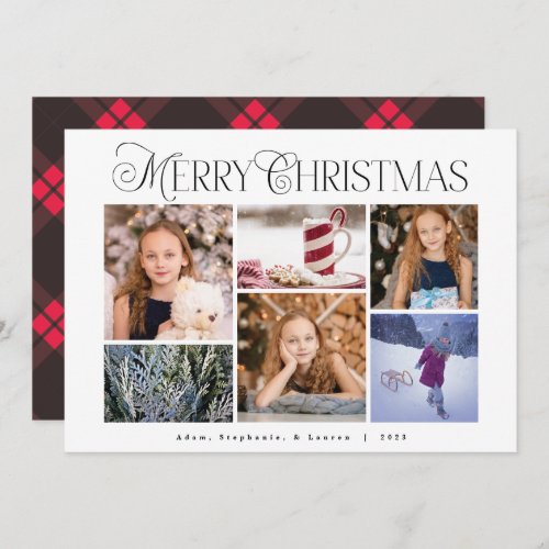 Traditional Red Plaid Holiday Photo Card