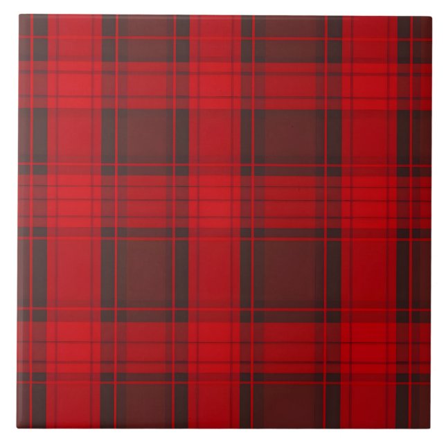 Traditional Red Plaid Tartan Modern Collection Ceramic Tile (Front)