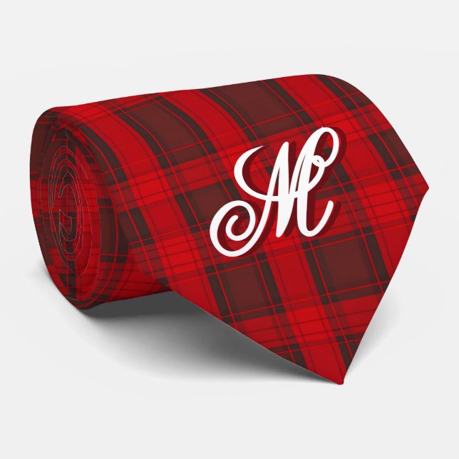 Traditional Red Plaid Tartan Modern Collection Neck Tie (Rolled)