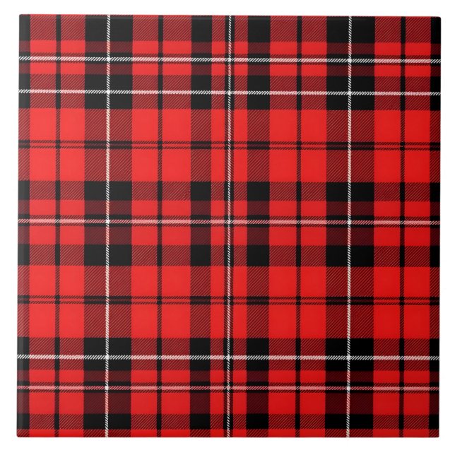 Traditional Red Plaid Tartan Popular Collection Ceramic Tile (Front)