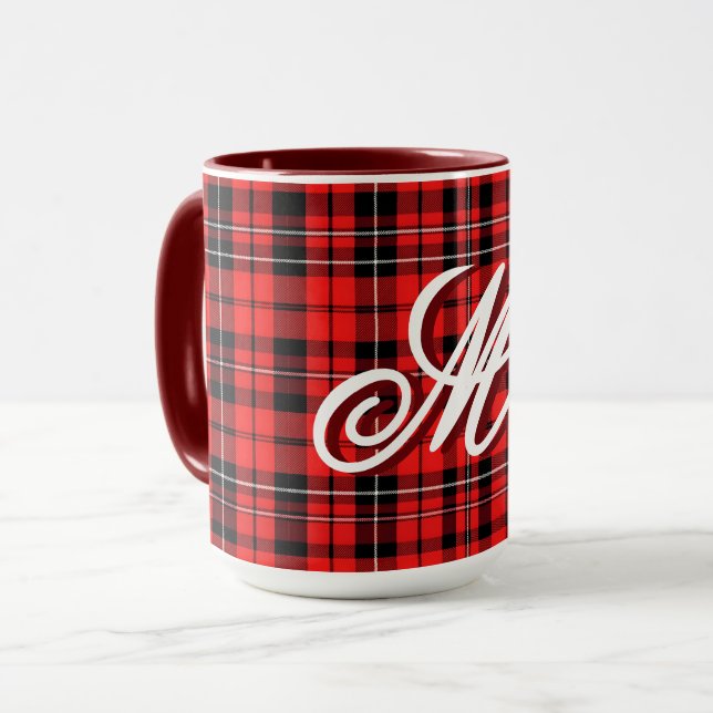 Traditional Red Plaid Tartan Popular Collection Mug (Front Left)