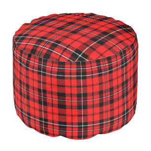 Traditional Red Plaid Tartan Popular Collection Pouf