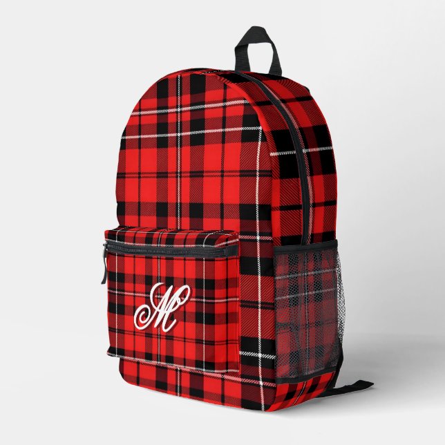 Traditional Red Plaid Tartan Popular Collection Printed Backpack (Back Corner Right)
