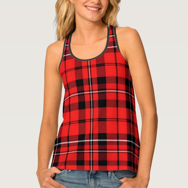 Traditional Red Plaid Tartan Popular Collection Tank Top (Front)