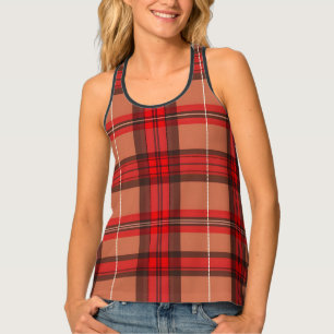 Traditional Red Plaid Tartan Trendy Collection Tank Top