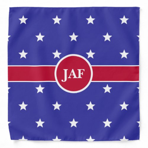 Traditional Red White and Blue with Monogram Stars Bandana