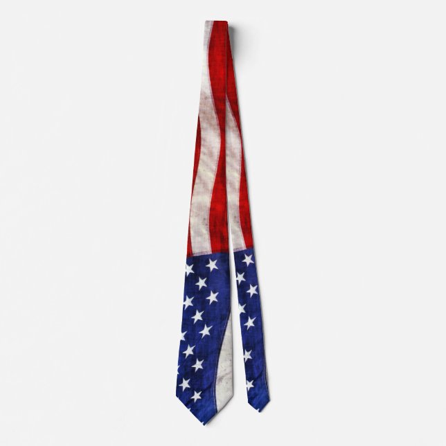 Traditional Red, White & Blue Patriotic US Flag Tie (Front)