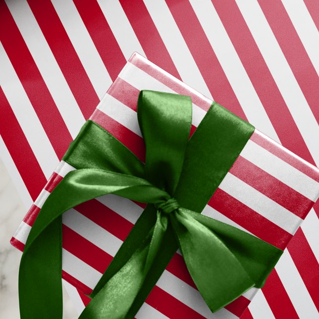 Traditional Red White Candy Stripes  Wrapping Paper (Christmas Red White Candy Stripes Wrapping Paper)