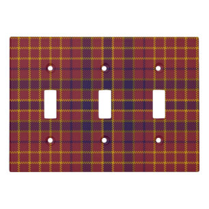Traditional Red with Blue Plaid Pattern Light Switch Cover