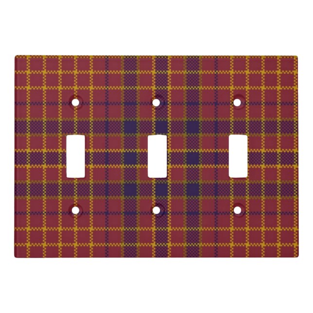 Traditional Red with Blue Plaid Pattern Light Switch Cover (Front)