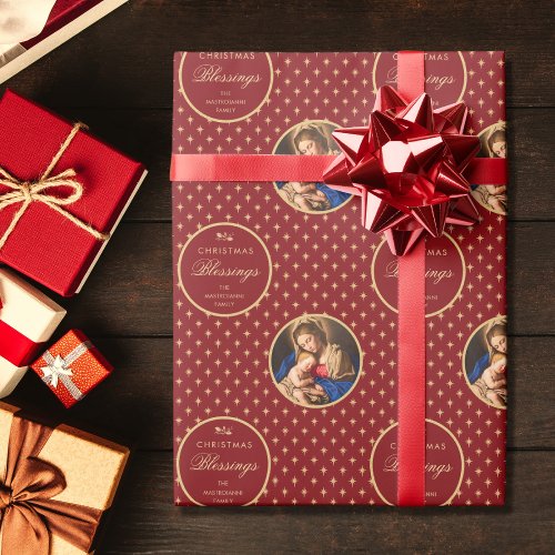 Traditional Religious Madonna  Child Christmas Wrapping Paper