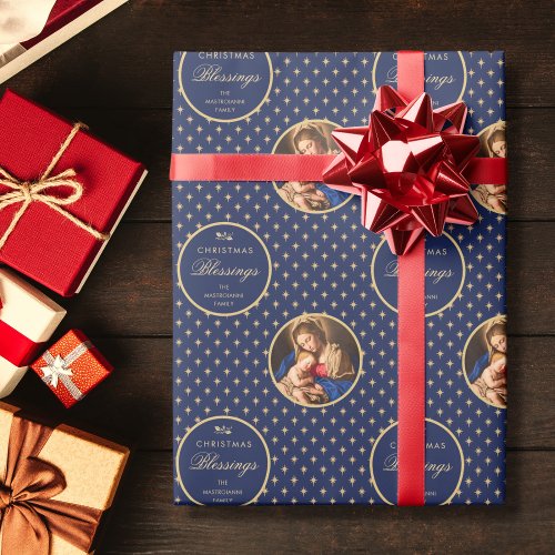 Traditional Religious Madonna  Child Christmas Wrapping Paper