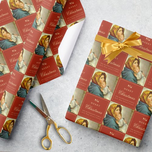 Traditional Religious Virgin Mary  Jesus Catholic Wrapping Paper