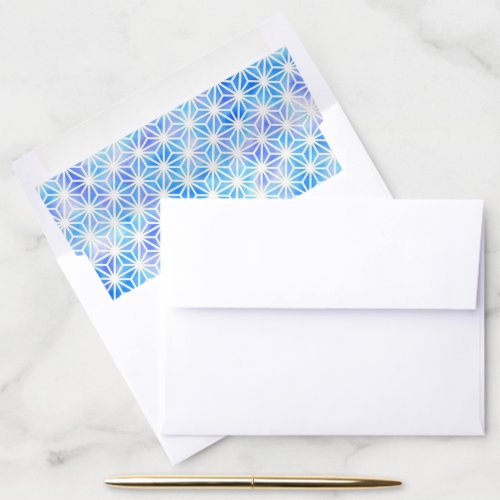 Traditional Repetitive Ice Blue Geometric Art Envelope Liner