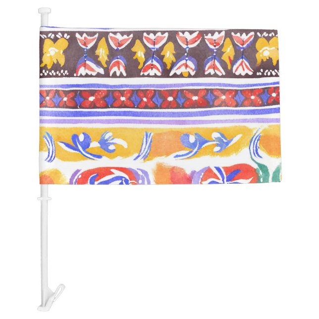 traditional Romanian decor Car Flag (Front)