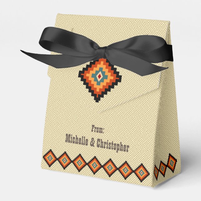 Traditional Romanian Folk Art Motifs Favor Boxes (Front Side)