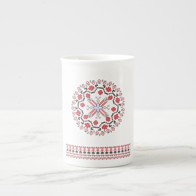 Traditional Romanian folk art motifs  Romania 1 Bone China Mug (Front)