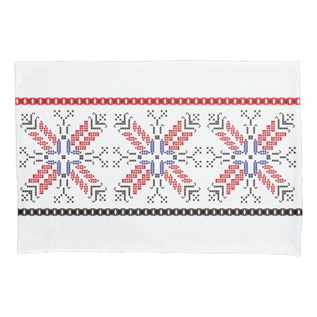 Traditional Romanian folk art motifs  Romania 1 Pillow Case (Front)