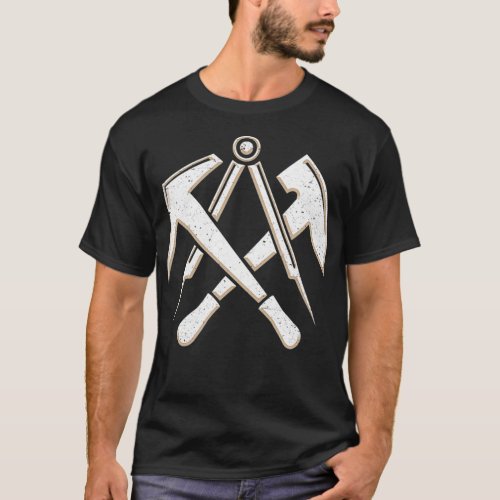 Traditional Roofers Guild Symbol With Tool  Grunge T_Shirt