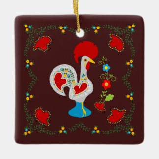 Traditional Rooster of Barcelos Happy Birthday Ceramic Ornament