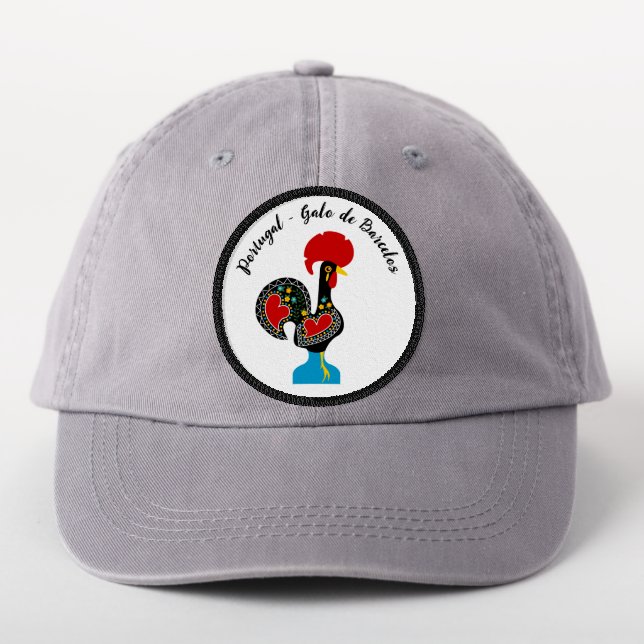 Traditional Rooster of Barcelos in black  Patch (On Headwear)