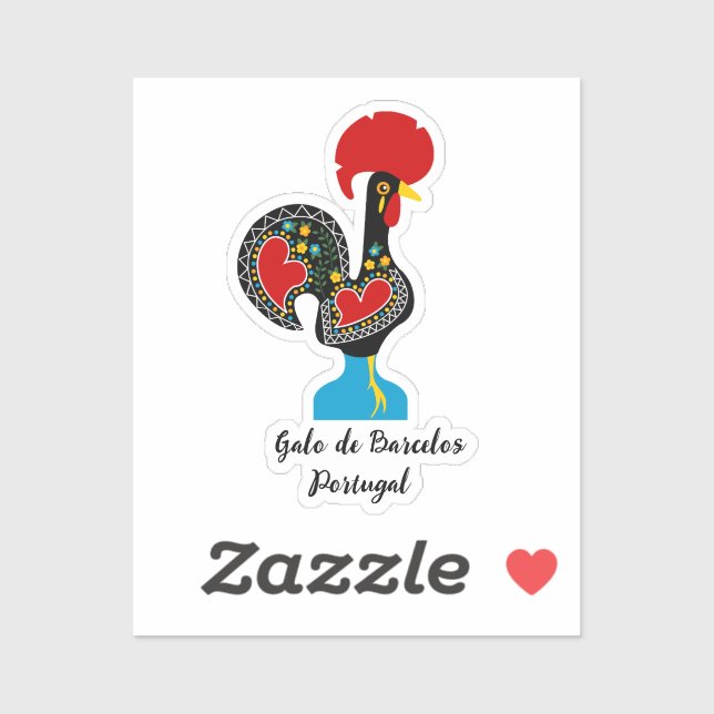 Traditional Rooster of Barcelos in black   Sticker (Sheet)