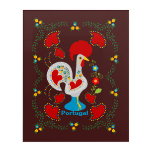 Traditional rooster of Barcelos in white Acrylic Print