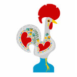Traditional Rooster of Barcelos in white Cutout<br><div class="desc">The Portuguese folks in the Barcelos area have molded clay animals, especially roosters, since ancient times. But between 1940 and 1960, the Barcelos rooster became a symbol of Portuguese tourism. After 1960, it began to be associated with the legend of the pilgrim saved from the gallows. The Barcelos rooster evolved...</div>
