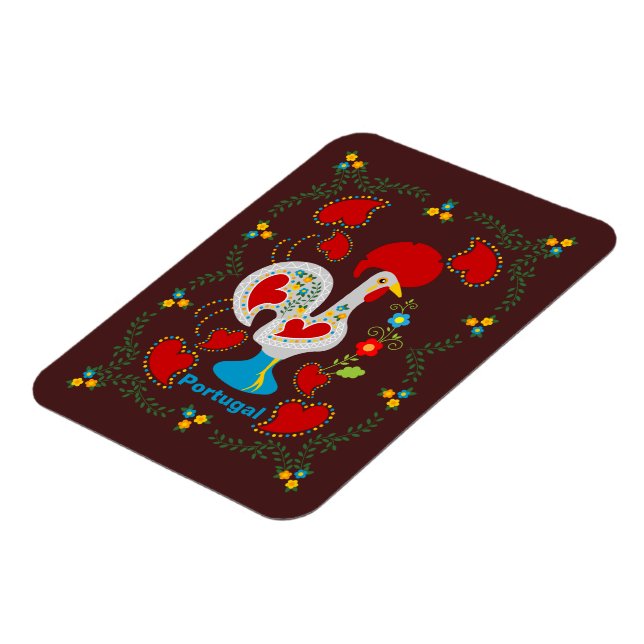 Traditional rooster of Barcelos in white Magnet (Left Side)