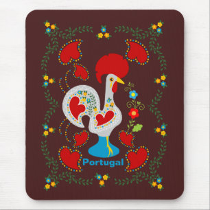 Traditional rooster of Barcelos in white Mouse Pad