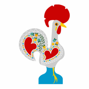 Traditional Rooster of Barcelos in white ornament