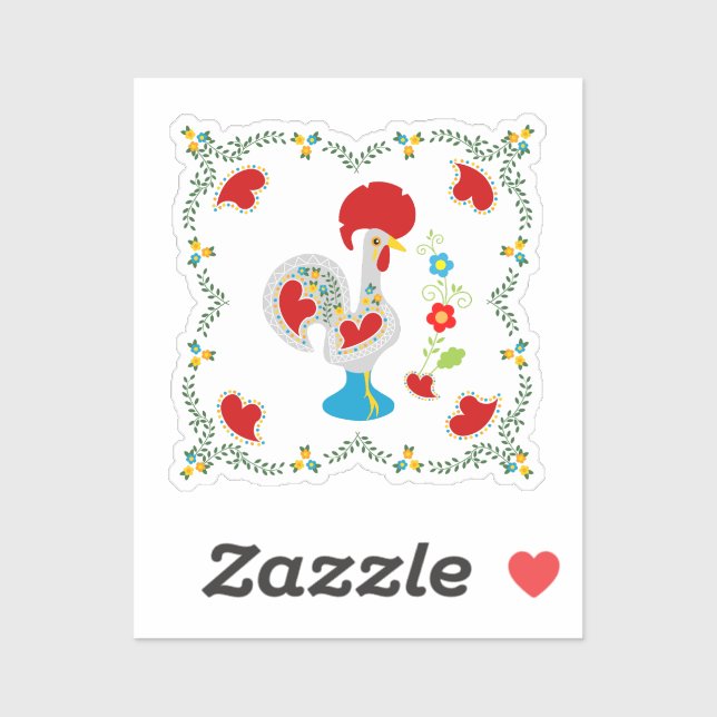 Traditional rooster of Barcelos in white Sticker (Sheet)