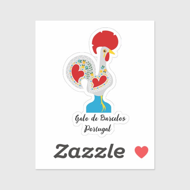 Traditional Rooster of Barcelos in white  Sticker (Sheet)