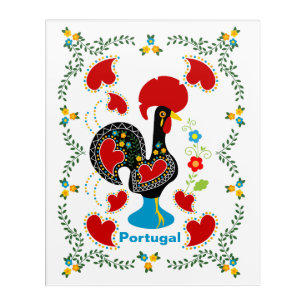 Traditional Rooster of Portugal in black Acrylic Print