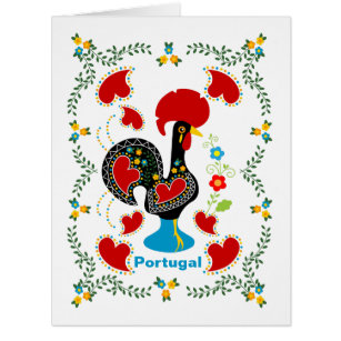 Traditional Rooster of Portugal in black big card