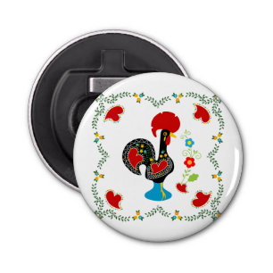 Traditional Rooster of Portugal in black Bottle Opener