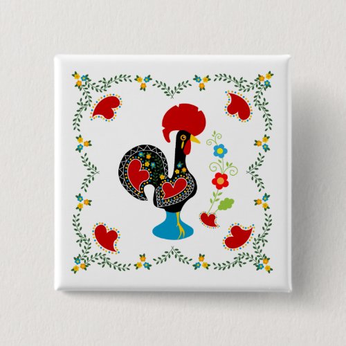 Traditional Rooster of Portugal in black Button