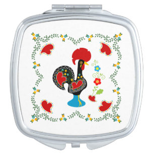 Traditional Rooster of Portugal in black Compact Mirror