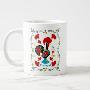 Traditional Rooster of Portugal in black Giant Coffee Mug