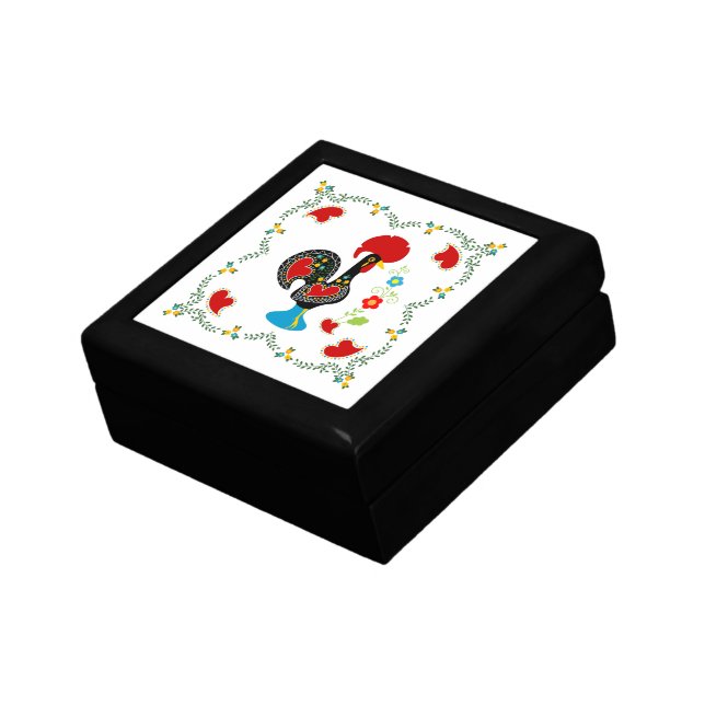 Traditional Rooster of Portugal in black Gift Box (Side)