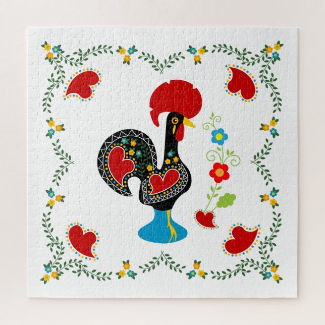 Traditional Rooster of Portugal in black Jigsaw Puzzle (Vertical)