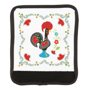 Traditional Rooster of Portugal in black Luggage Handle Wrap