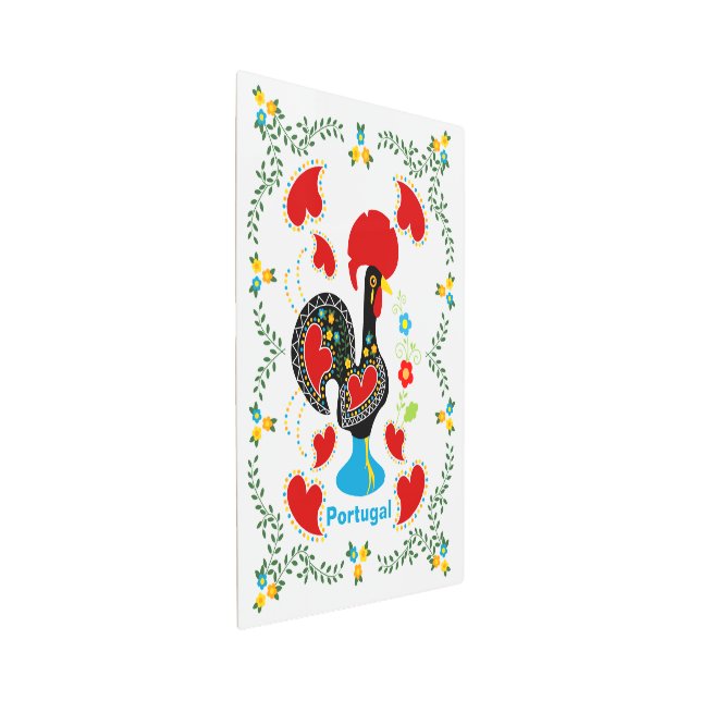 Traditional Rooster of Portugal in black Metal Print (3/4)