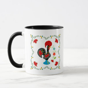 Traditional Rooster of Portugal in black Mug
