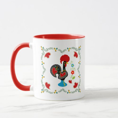 Traditional Rooster of Portugal in black Mug