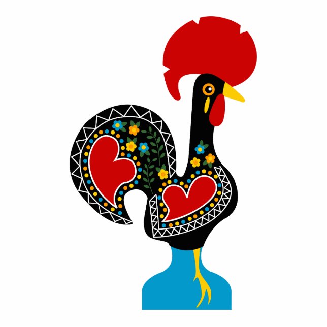 Traditional Rooster of Portugal in black ornament (Front)