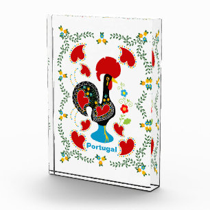 Traditional Rooster of Portugal in black Photo Block