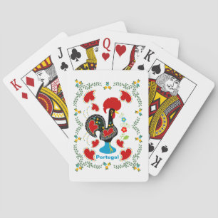 Traditional Rooster of Portugal in black Poker Cards
