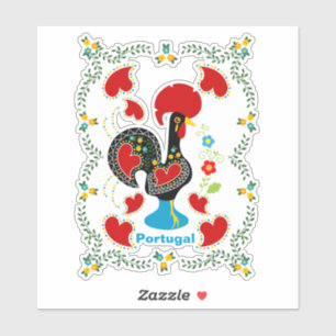 Traditional Rooster of Portugal in black Sticker